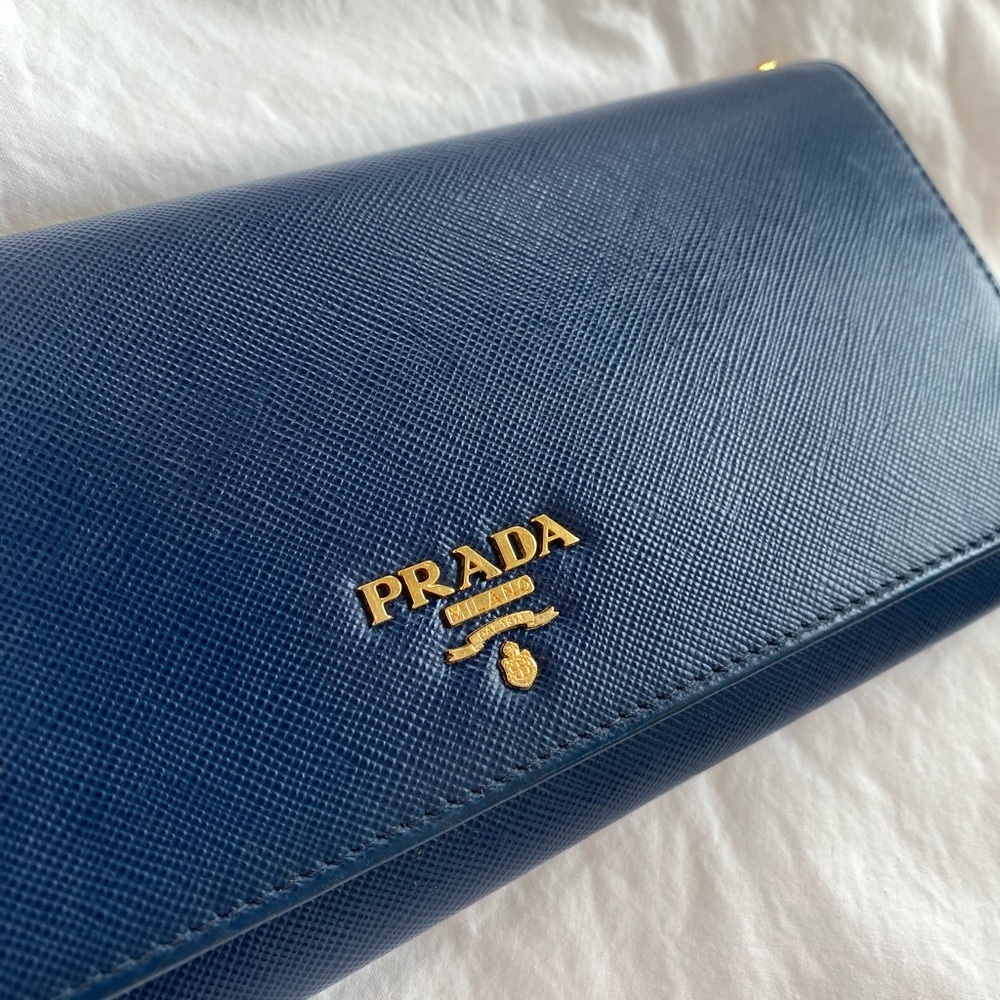 Prada Navy Saffiano Leather Wallet